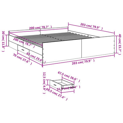 vidaXL Πλαίσιο Κρεβατιού με συρτάρια Sonoma Δρυς 200x200εκ. Επεξ. Ξύλο