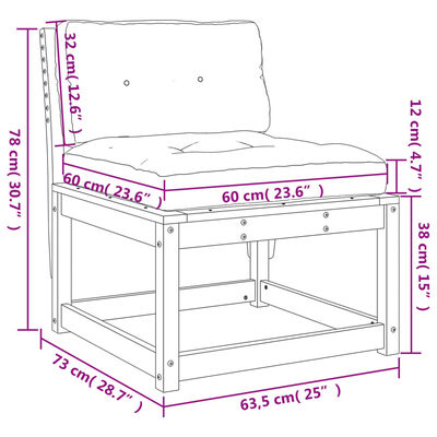 vidaXL Καναπέδες Χωρ. Μπράτσα 2Τεμ Λευκό 63,5x73x78 Εμποτ Πεύκο Μαξιλ.