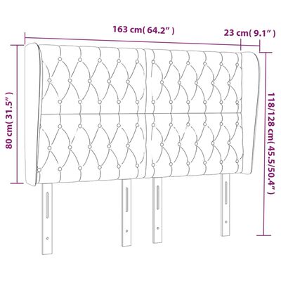 vidaXL Κεφαλάρι με Πτερύγια Μαύρο 163x23x118/128 εκ. Υφασμάτινο