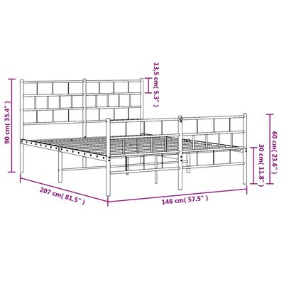 vidaXL Πλαίσιο Κρεβατιού με Κεφαλάρι&Ποδαρικό Λευκό 140x200εκ. Μέταλλο