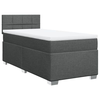 vidaXL Κρεβάτι Boxspring με Στρώμα Σκούρο Γκρι 100x200 εκ. Υφασμάτινο