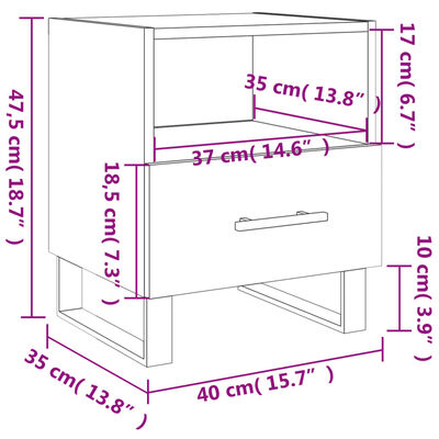 vidaXL Κομοδίνα 2 τεμ. Λευκά 40 x 35 x 47,5 εκ. από Επεξεργασμένο Ξύλο