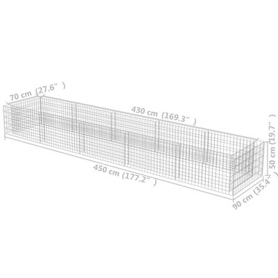 vidaXL Συρματοκιβώτιο-Γλάστρα Υπερυψωμένη 450x90x50 εκ. Γαλβ. Χάλυβας