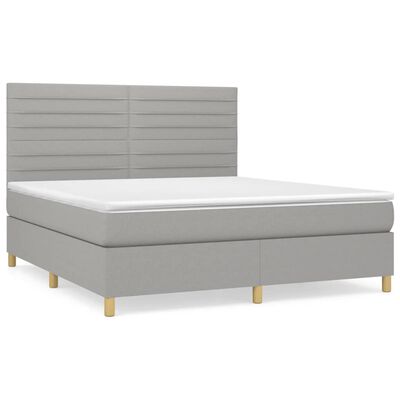 vidaXL Κρεβάτι Boxspring με Στρώμα Ανοιχτό Γκρι 180x200 εκ. Υφασμάτινο