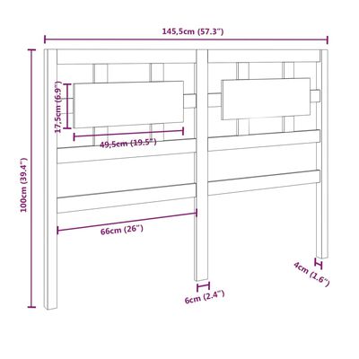 vidaXL Κεφαλάρι Κρεβατιού 145,5 x 4 x 100 εκ. από Μασίφ Ξύλο Πεύκου