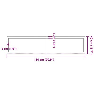 vidaXL Ράφι Τοίχου Ανοιχτό Καφέ 180x40x(2-4)εκ. Επεξ. Μασίφ Ξύλο Δρυός