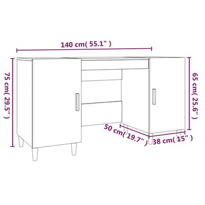 vidaXL Γραφείο Γυαλιστερό Λευκό 140x50x75 εκ. Επεξεργασμένο Ξύλο