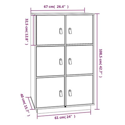 vidaXL Ντουλάπι Ψηλό Καφέ Μέλι 67x40x108,5 εκ. από Μασίφ Ξύλο Πεύκου