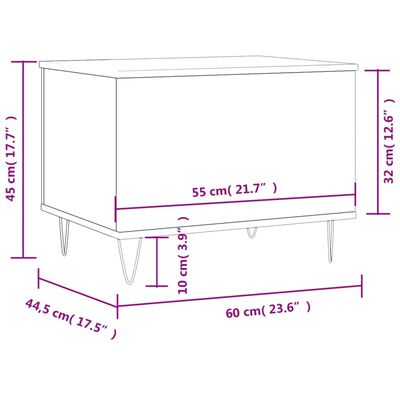 vidaXL Τραπεζάκι Σαλονιού Μαύρο 60x44,5x45 εκ. Επεξεργασμένο Ξύλο