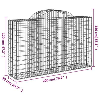 vidaXL Συρματοκιβώτια Τοξωτά 4 τεμ. 200x50x120/140 εκ. Γαλβαν. Ατσάλι