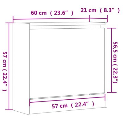 vidaXL Παπουτσοθήκη Μαύρη 60 x 21 x 57 εκ. από Επεξεργασμένο Ξύλο