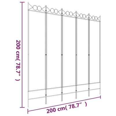 vidaXL Διαχωριστικό Δωματίου με 5 Πάνελ Μαύρο 200x200 εκ. από Ύφασμα