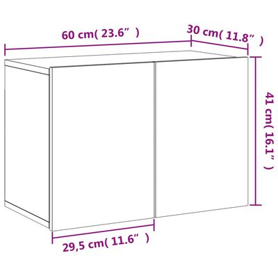 vidaXL Ντουλάπι Τοίχου Τηλεόρασης Sonoma Δρυς 60 x 30 x 41 εκ.