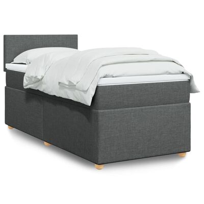 vidaXL Κρεβάτι Boxspring με Στρώμα Σκούρο Γκρι Single Υφασμάτινα