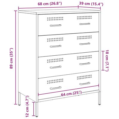 vidaXL Μπουφές Ανθρακί 68x39x89 εκ. από Ατσάλι