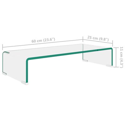 vidaXL Βάση Τηλεόρασης/Οθόνης Διάφανη 60 x 25 x 11 εκ. Γυάλινη