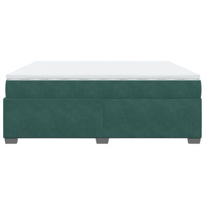 vidaXL Κρεβάτι Boxspring με Στρώμα Σκούρο Πράσινο 200x200εκ. Βελούδινο