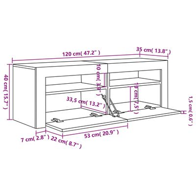 vidaXL Έπιπλο Τηλεόρασης με LED Μαύρο 120x35x40 εκ.