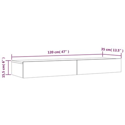 vidaXL Έπιπλο Τηλεόρασης με LED Λευκό/Sonoma Δρυς 120 x 35 x 15,5 εκ.