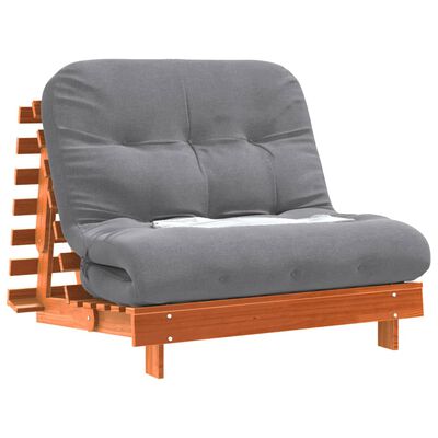 vidaXL Καναπές Κρεβάτι Futon με Στρώμα 100x206x11εκ. Μασίφ Ξύλο Πεύκου