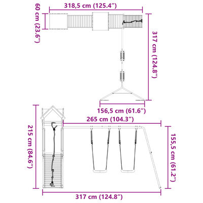 vidaXL Παιδική Χαρά Εξωτερικού Χώρου από Μασίφ Ξύλο Ψευδοτσούγκας
