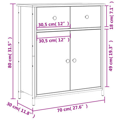 vidaXL Ντουλάπι Καπνιστή Δρυς 70 x 30 x 80 εκ. από Επεξεργ. Ξύλο