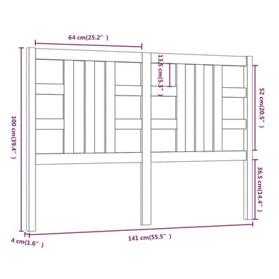 vidaXL Κεφαλάρι Κρεβατιού Λευκό 141 x 4 x 100 εκ. Μασίφ Ξύλο Πεύκου