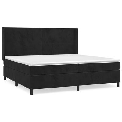 vidaXL Κρεβάτι Boxspring με Στρώμα Μαύρο 200x200 εκ. Βελούδινο