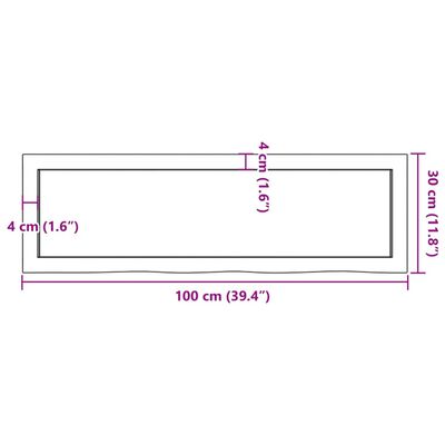 vidaXL Πάγκος Μπάνιου Σκούρο Καφέ 100x30x(2-6) εκ. Επεξεργ. Μασίφ Ξύλο