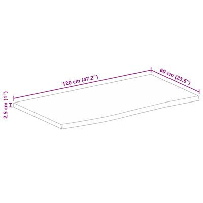 vidaXL Επιφάνεια Τραπεζιού 120x60x2,5 εκ. Live Edge Μασίφ Ξύλο Μάνγκο