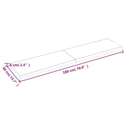 vidaXL Επιφάνεια Τραπεζιού 180x40x(2-6)εκ Ακατέργαστο Μασίφ Ξύλο Δρυός