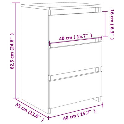 vidaXL Κομοδίνα 2 τεμ. Γκρι Σκυροδέματος 40x35x62,5 εκ. Επεξ. Ξύλο