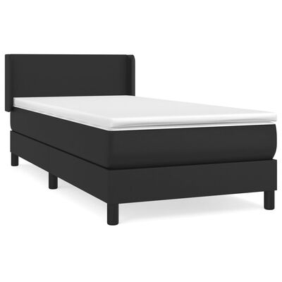 vidaXL Κρεβάτι Boxspring με Στρώμα Μαύρο 90x200εκ. από Συνθετικό Δέρμα