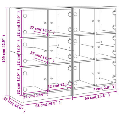 vidaXL Βιβλιοθήκη με Πόρτες Λευκή 136x37x109 εκ. από Επεξεργ. Ξύλο