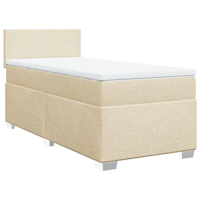 vidaXL Κρεβάτι Boxspring με Στρώμα Κρεμ 100 x 200 εκ. Υφασμάτινο