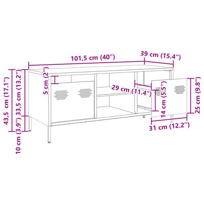 vidaXL Έπιπλο Τηλεόρασης Λαδί 101,5x39x43,5 εκ. Ατσάλι Ψυχρής Έλασης