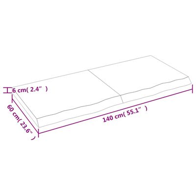 vidaXL Πάγκος Μπάνιου Σκούρο Καφέ 140x60x(2-6) εκ. Επεξεργ. Μασίφ Ξύλο