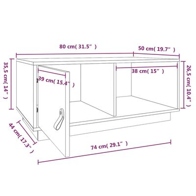 vidaXL Τραπεζάκι Σαλονιού 80x50x35,5 εκ. από Μασίφ Ξύλο Πεύκου