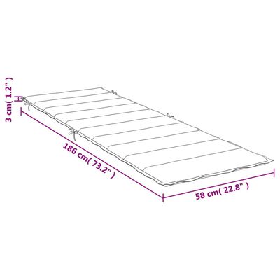 vidaXL Μαξιλάρι Ξαπλώστρας Ανθρακί 186x58x3 εκ. Ύφασμα