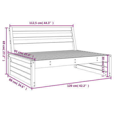 vidaXL Καναπές Κήπου Μεσαίος 120 x 80 εκ. από Μασίφ Ξύλο Πεύκου