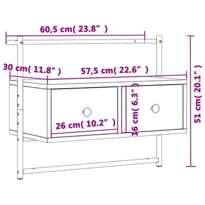 vidaXL Έπιπλο Τηλεόρασης Επιτοίχιο Γκρι Sonoma 60,5x30x51 εκ. Επ. Ξύλο