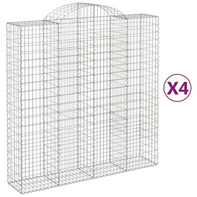 vidaXL Συρματοκιβώτια Τοξωτά 4 τεμ. 200x50x200/220 εκ. Γαλβαν. Ατσάλι