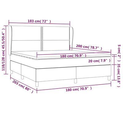 vidaXL Κρεβάτι Boxspring με Στρώμα Σκούρο Μπλε 180x200 εκ. Βελούδινο