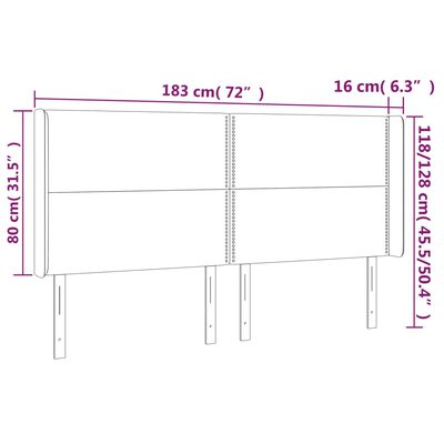 vidaXL Κεφαλάρι Κρεβατιού LED Λευκό 183x16x118/128 εκ. Συνθετ. Δέρμα