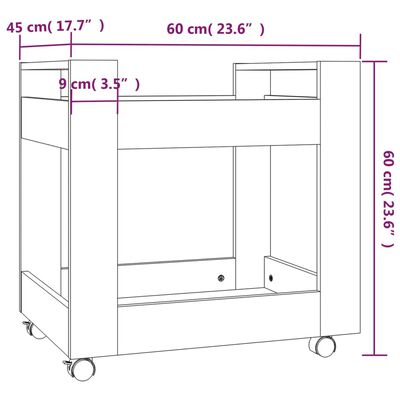 vidaXL Τρόλεϊ Γραφείου Καφέ Δρυς 60x45x60 εκ. από Επεξεργασμένο Ξύλο