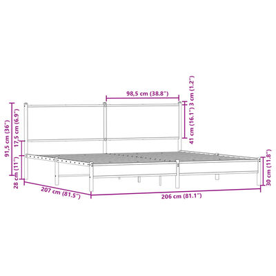 vidaXL Σκελετός Κρεβ. Χωρίς Στρώμα Καφέ Δρυς 200x200 εκ. Μεταλλικό