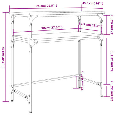 vidaXL Τραπέζι Κονσόλα Γκρι Sonoma 75x35,5x75 εκ. Επεξεργασμένο Ξύλο