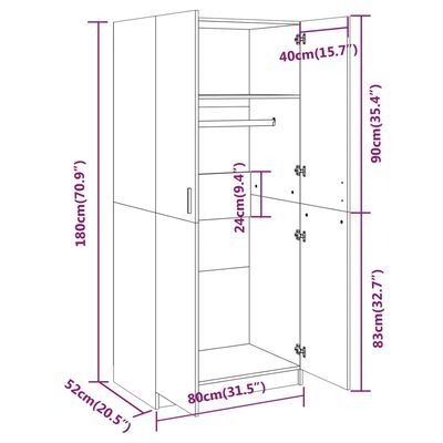 vidaXL Ντουλάπα Καπνιστή Δρυς 80 x 52 x 180 εκ. από Επεξεργασμένο Ξύλο