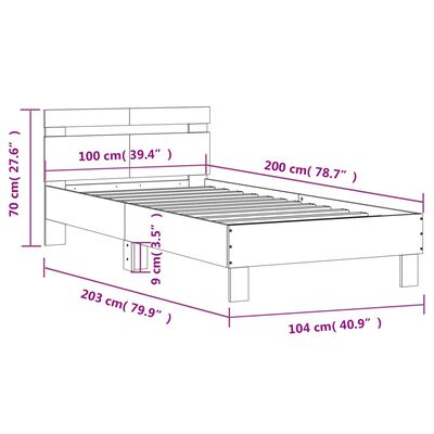 vidaXL Πλαίσιο Κρεβατιού με Κεφαλάρι/LED Sonoma δρυς 100x200 εκ.