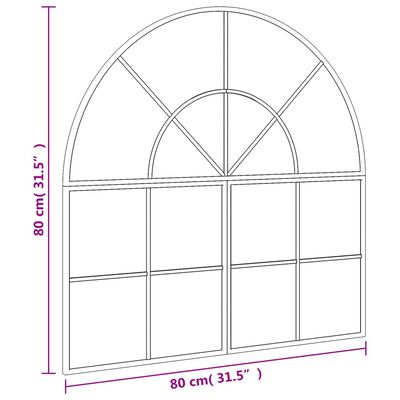 vidaXL Καθρέφτης Τοίχου Αψίδα Μαύρος 80 x 80 εκ. από Σίδερο